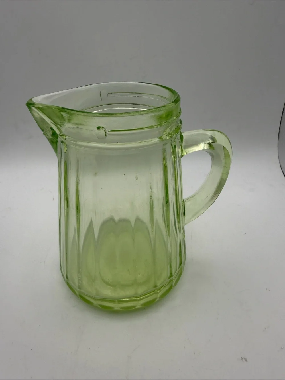 Uranium Green Antique Syrup Dispenser Pitcher Depression Vaseline Glass
